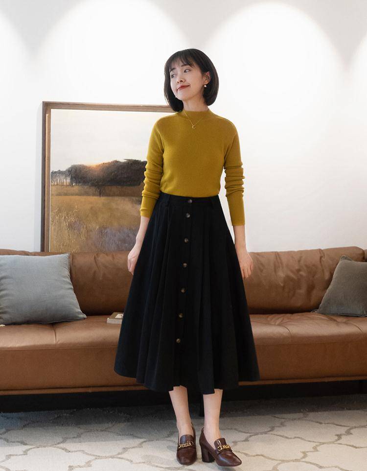 有自然褶皱的半身裙不错,显瘦优雅_裙摆_腰腹部_上图