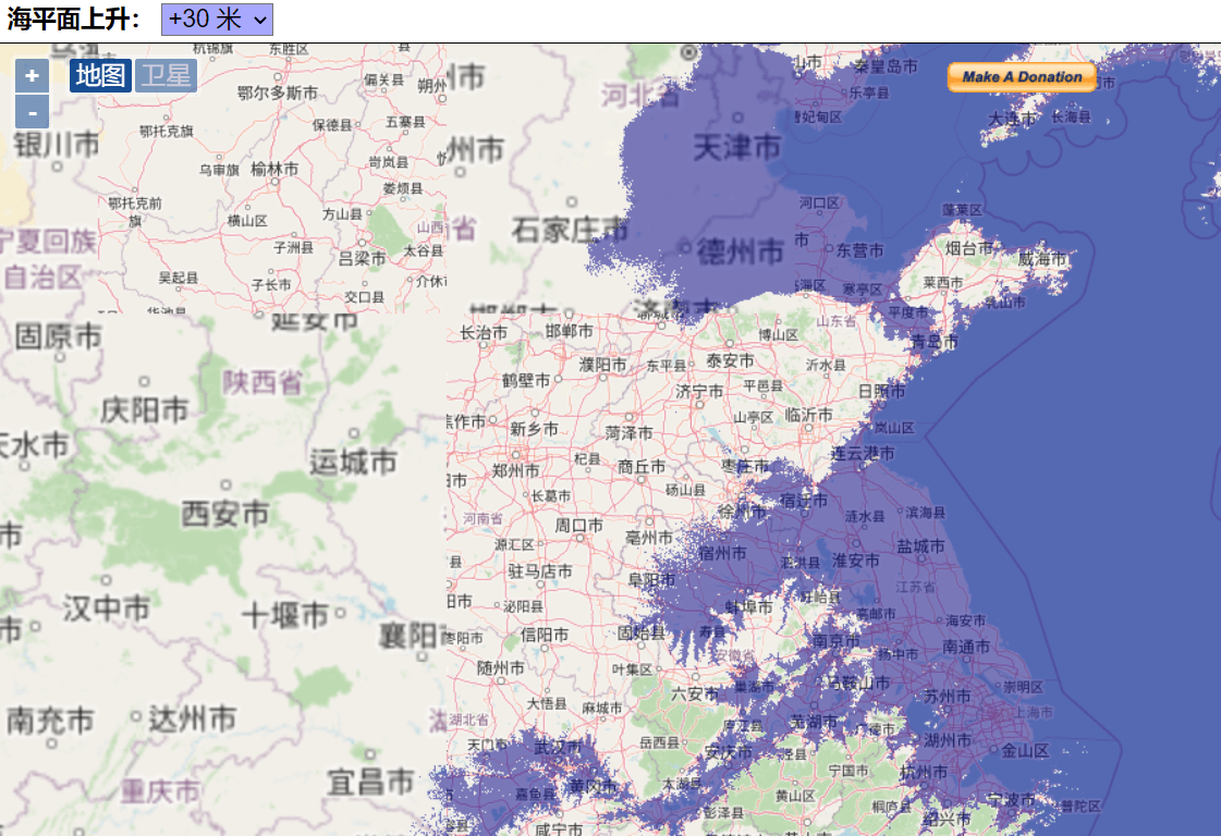 当然,最为典型的较大的城市,广州,上海等城市也就在30米的海平面上升