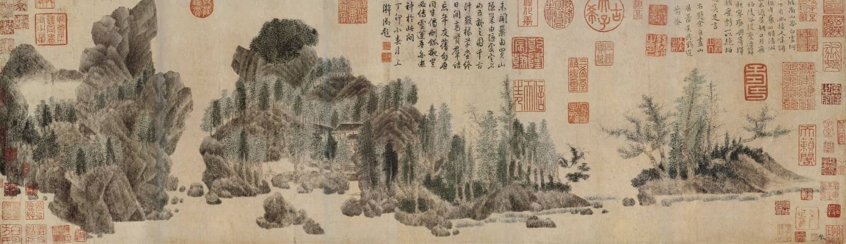 名画记』钱选《浮玉山居图卷》，笔意冲淡，画意静穆_手机搜狐网