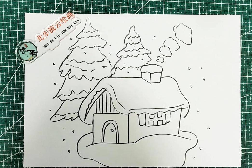 冬天雪景房子简笔画