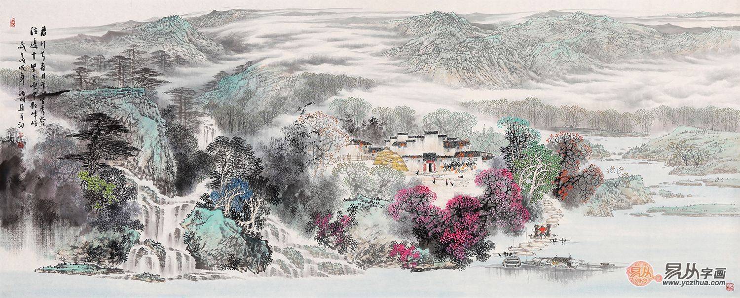 诸明新品力作写意山水画《源远流长》作品来源:易从字画【诸明山水画