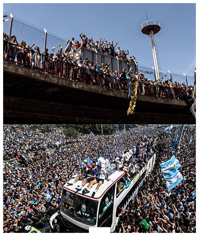 太勇了！阿根廷冠军游行，有人爬向67.5米高处，这真是拿命在庆祝