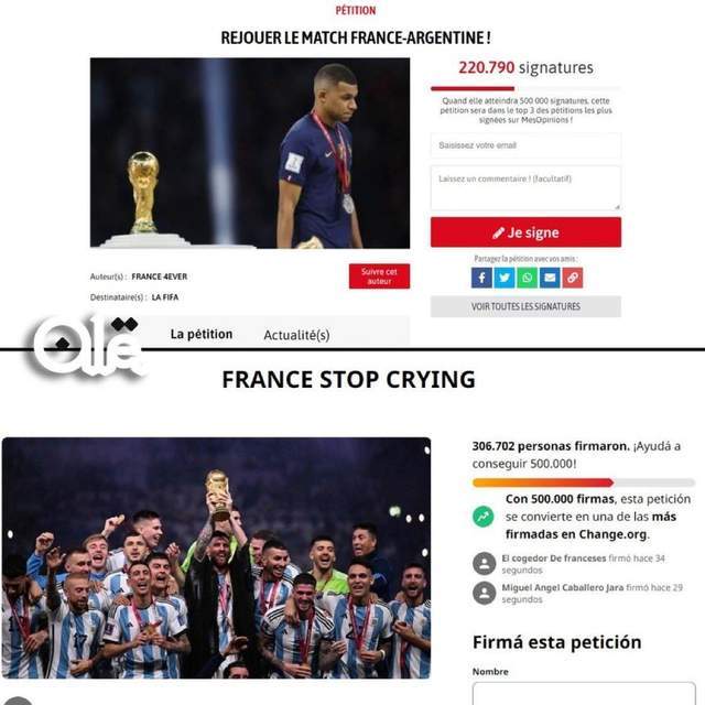 魔法打败魔法!30万阿根廷人请愿法国停止哭泣,回应重踢世界杯决赛