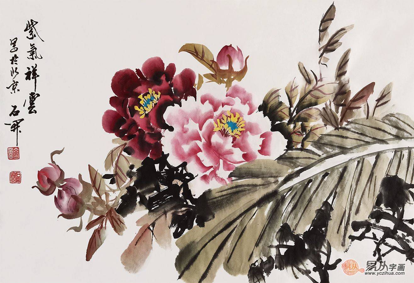 石开花鸟画作品 值得收藏的艺术佳作_牡丹_笔下_国画