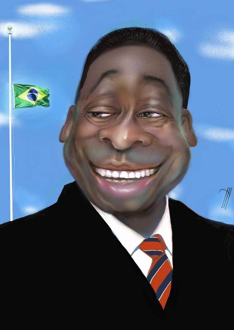 传奇落幕球王贝利肖像漫画_足球运动员_平作_巴西