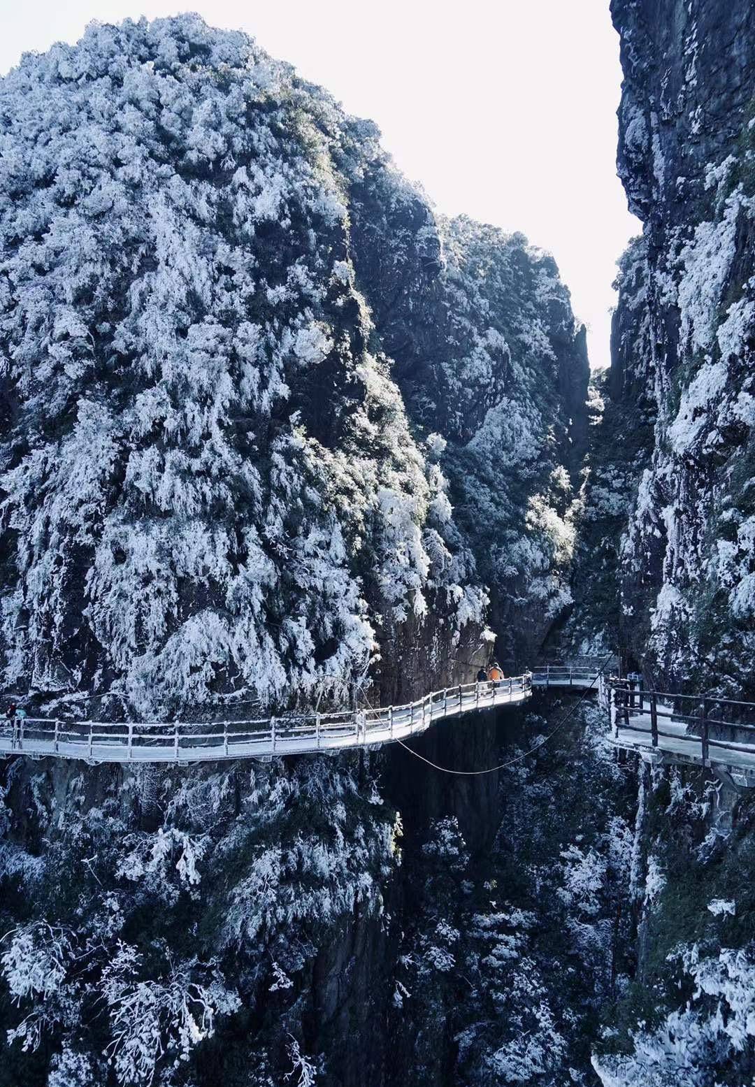 湖南莽山下雪后银装素裹景色绮丽