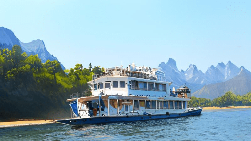 三星和四星游船都是a点上船,b点下船,其中三星船上船码头是桂林磨盘山