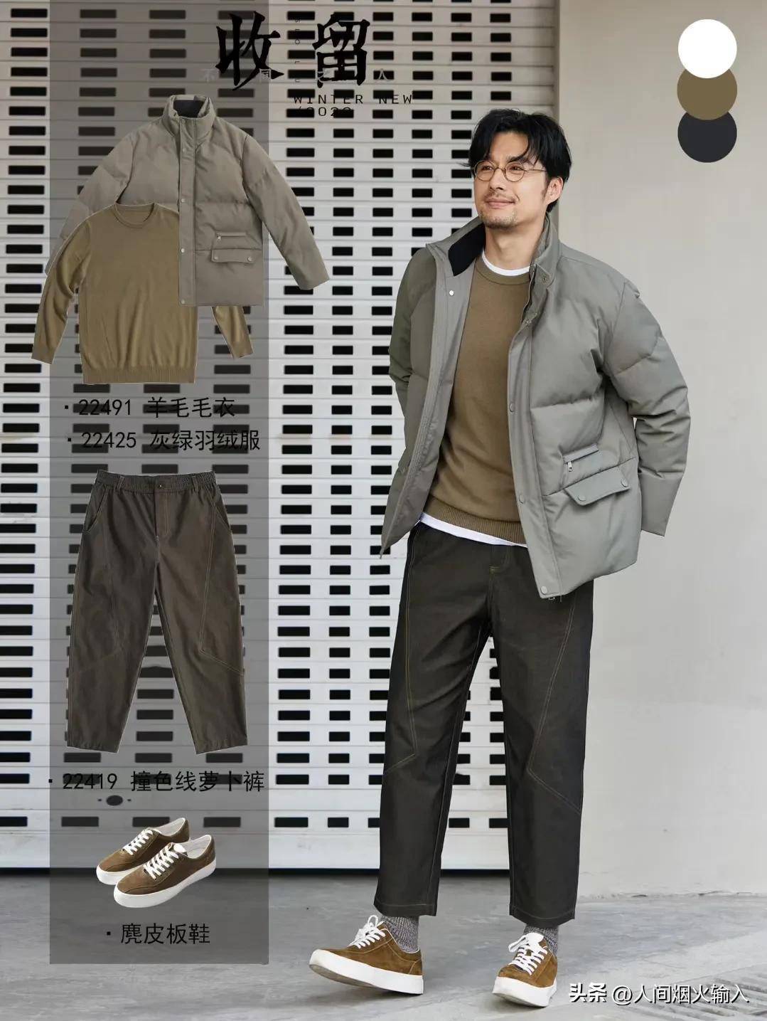 35岁后的男士穿搭,冬季羽绒服搭配_黑色_毛衣_灰色