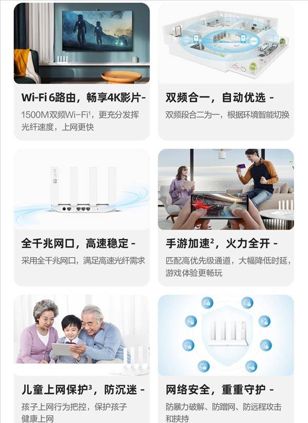 华为Wi-Fi6路由仅189元：速度1500Mbps全千兆网口