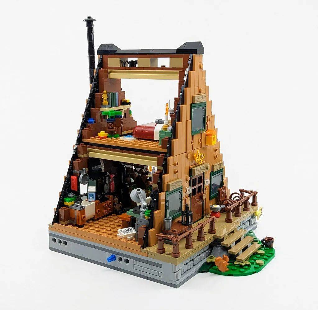 乐高ideas系列新品21338 a形木屋套装开箱评测_场景_建筑_区域