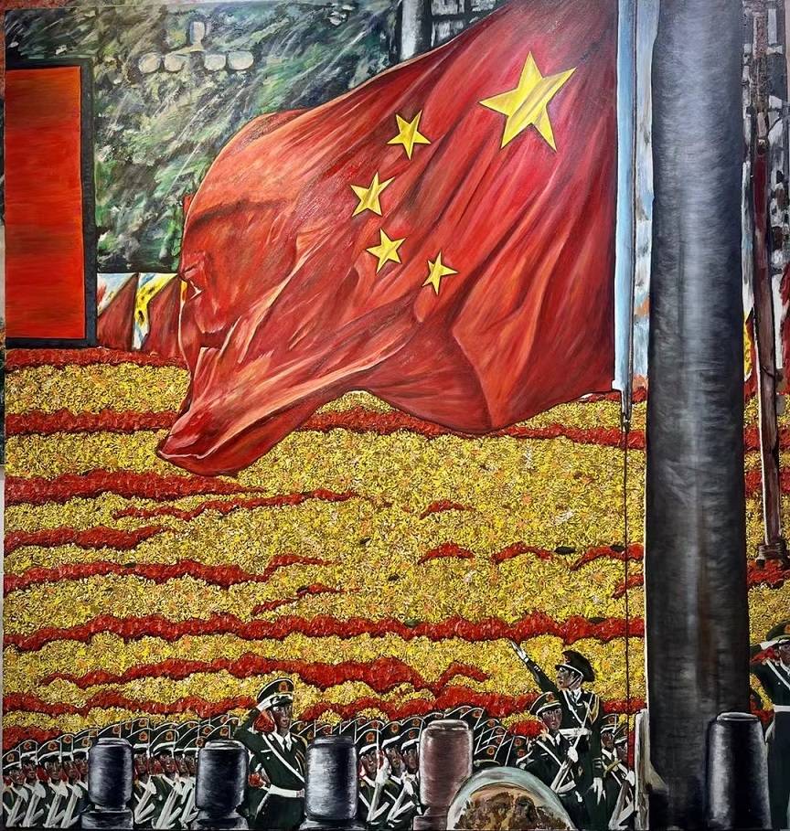 小云油画作品:五星红旗我骄傲,我是中国人…当我以一粒播撒的种子感受