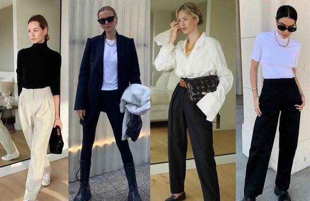 一年四季都能和不同的衣服搭配出绝佳的时髦look,比如最常见的"黑白配