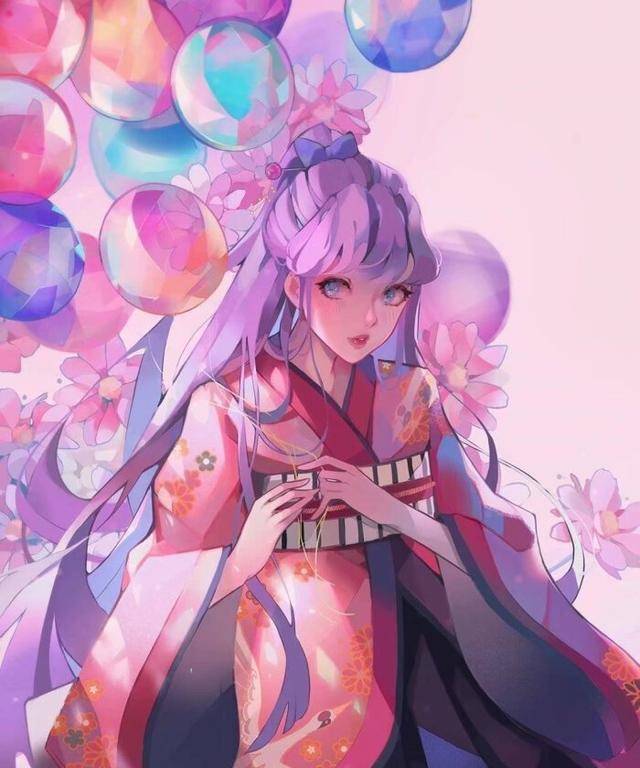 画师笔下的梦幻动漫少女,这斑斓的配色,第一眼就让人着迷不已!
