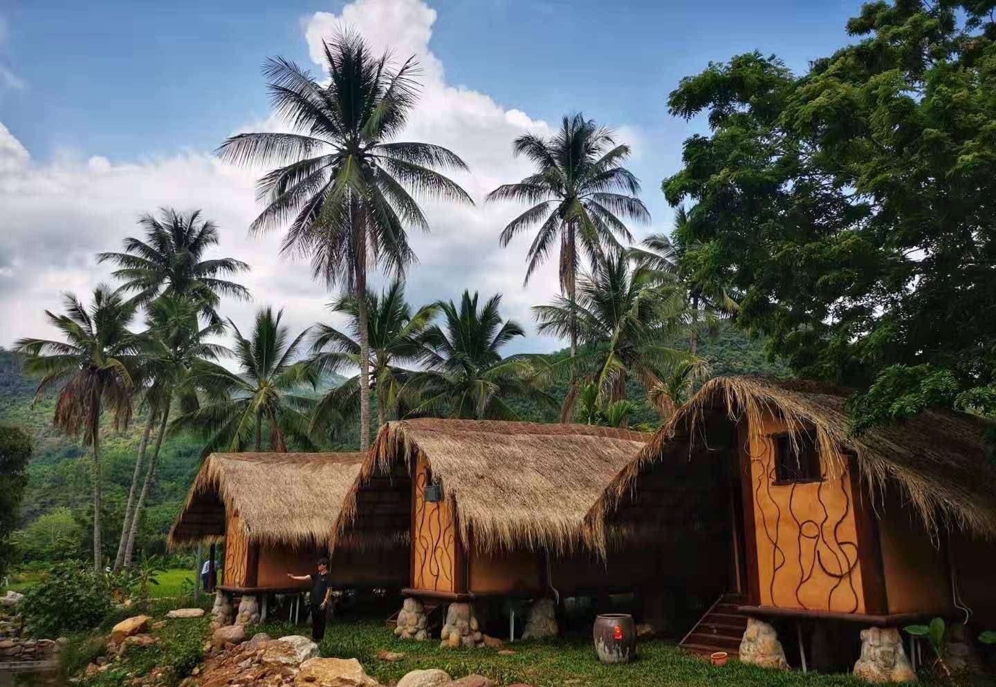 一座又一座的茅草屋错落有致,一块又一块的稻田阡陌交错,俨然一幅优美