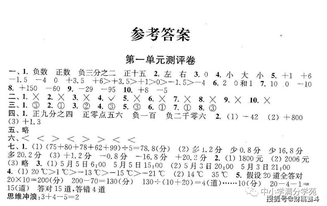 六年级数学下册：第一单位检测卷4套+谜底，典范、全面，可下载！