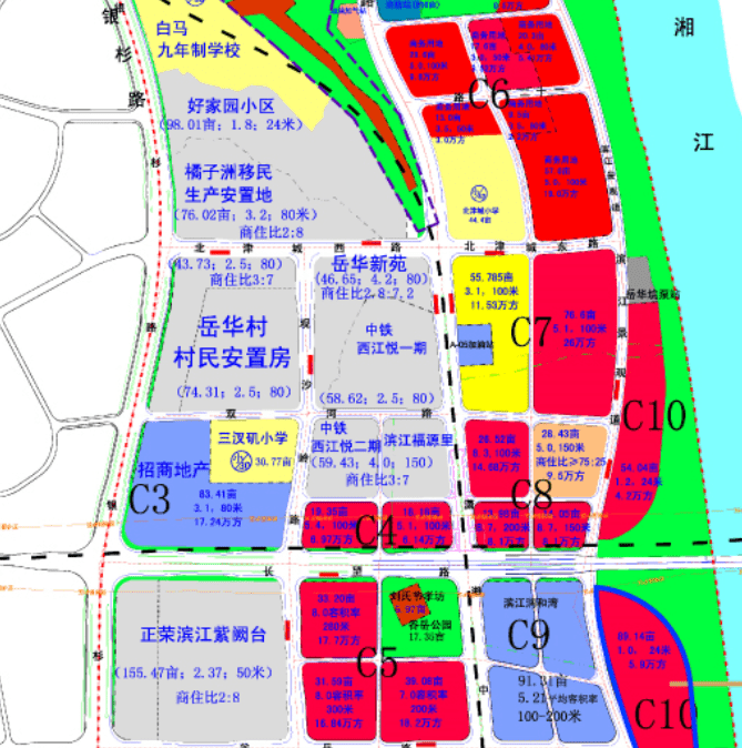 4所中小学 大量商业布局 住宅仅剩3块地,长沙滨江新城北规划详解!