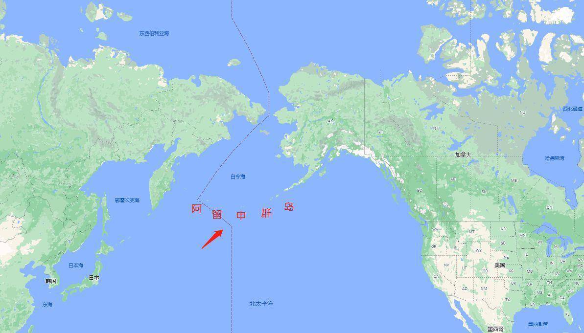 接着又转向西北,群岛连接了北部的白令海和南部的太平洋