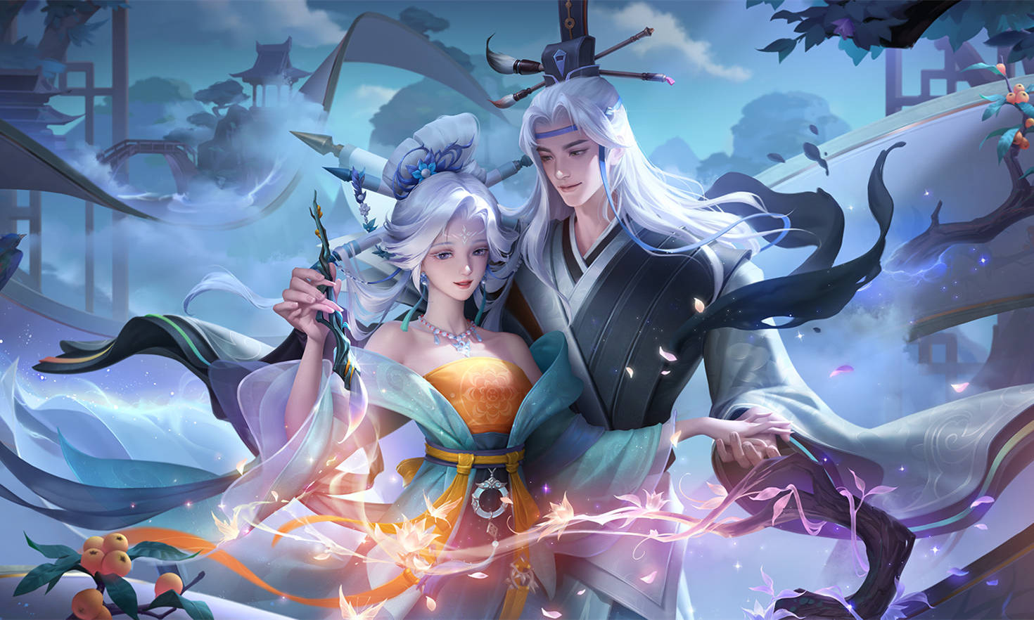 游戏中唯一一位只要上架皮肤,就是情侣皮肤的干将莫邪,他的画中仙是