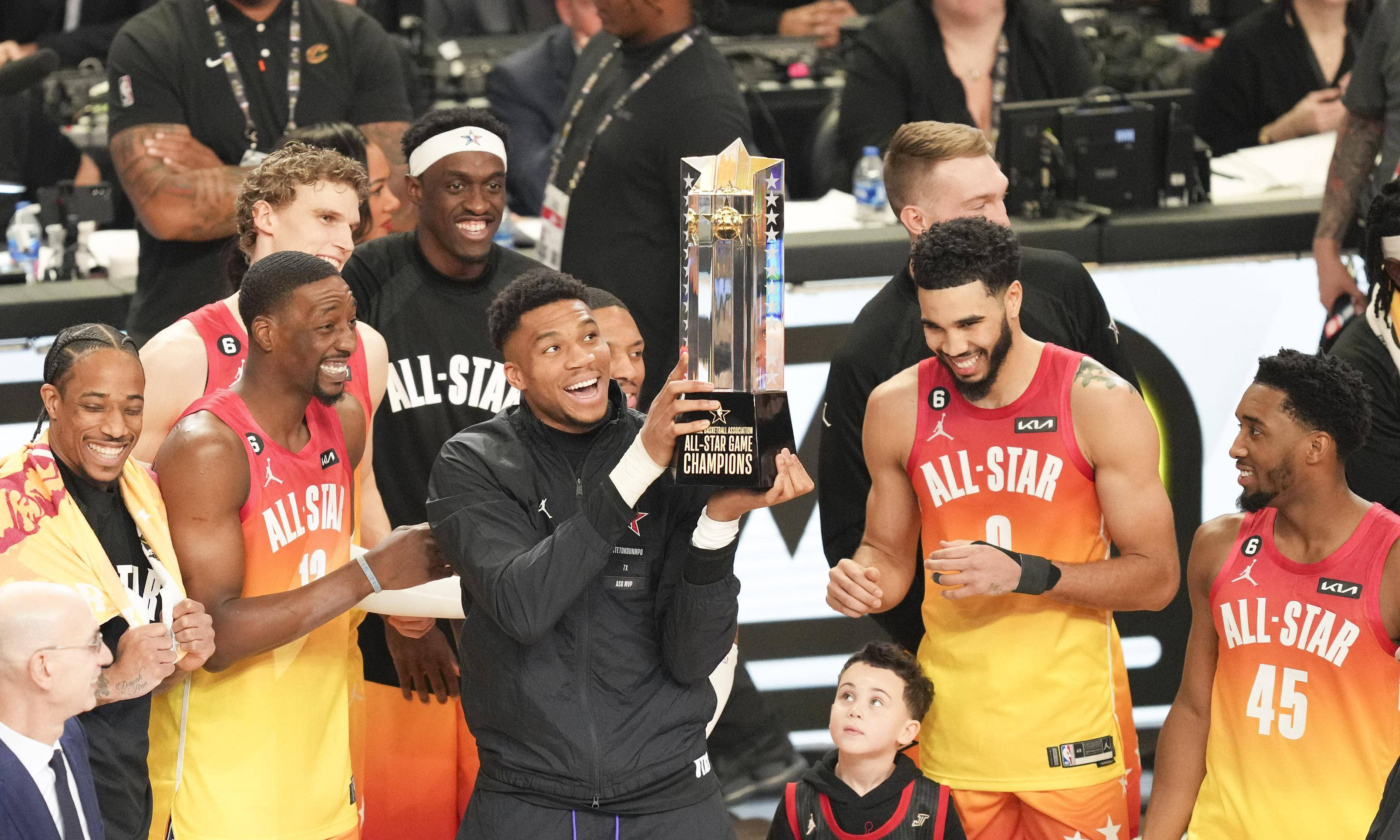 (体育)篮球-nba全明星赛:扬尼斯队战胜勒布朗队_新华社_比赛_吴晓凌