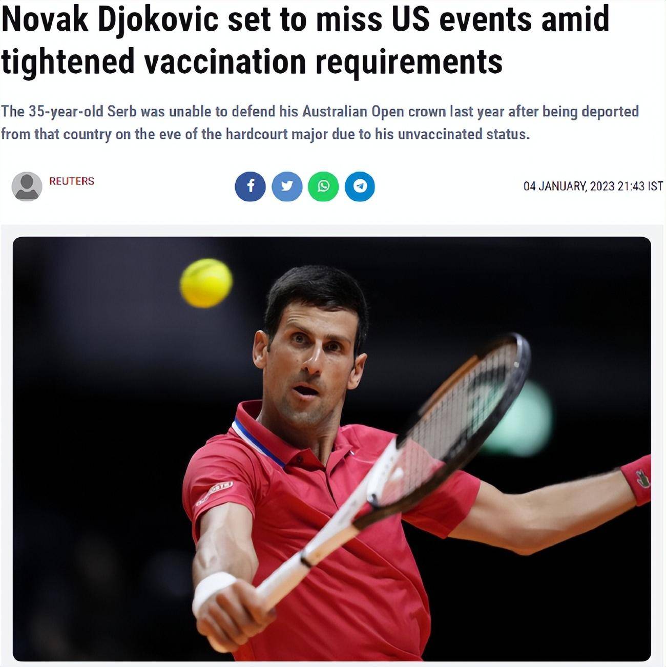 德约依然不打疫苗 无法入境国外参加阳光双赛_德约