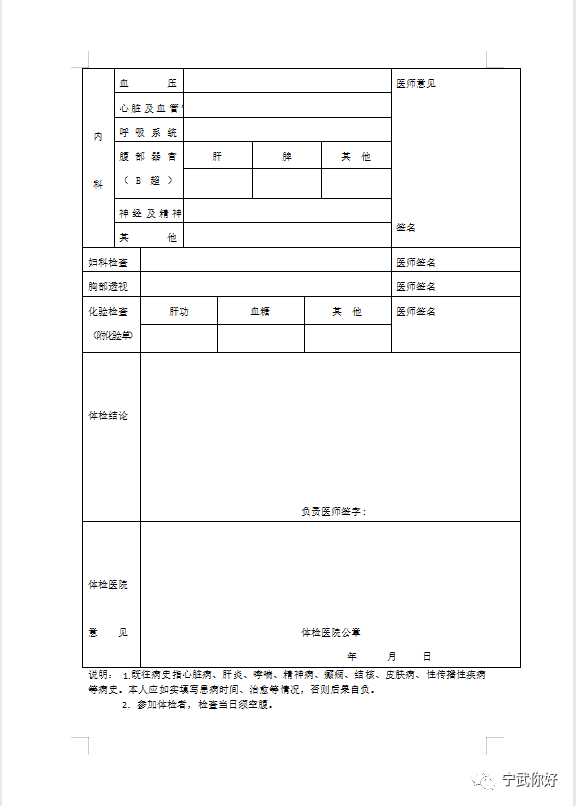 山西省申请认定幼儿园教师资格认定体检表附件1:山西省申请认定中小学