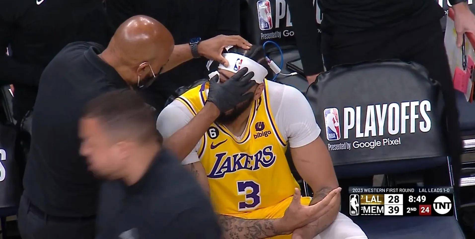 浓眉眼部受伤,进攻端受阻,詹姆斯对自己的表现直摇头_灰熊_湖人_比赛