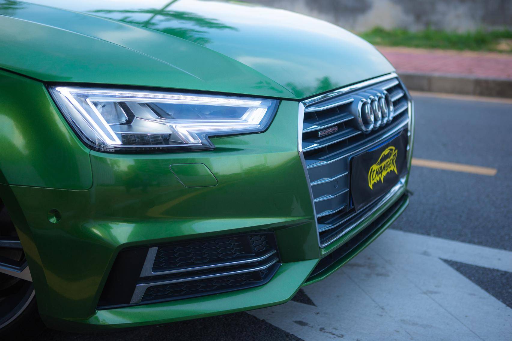 奥迪a4-icr改变者改色膜曼巴绿,色调清新且充满生机_搜狐汽车_搜狐网