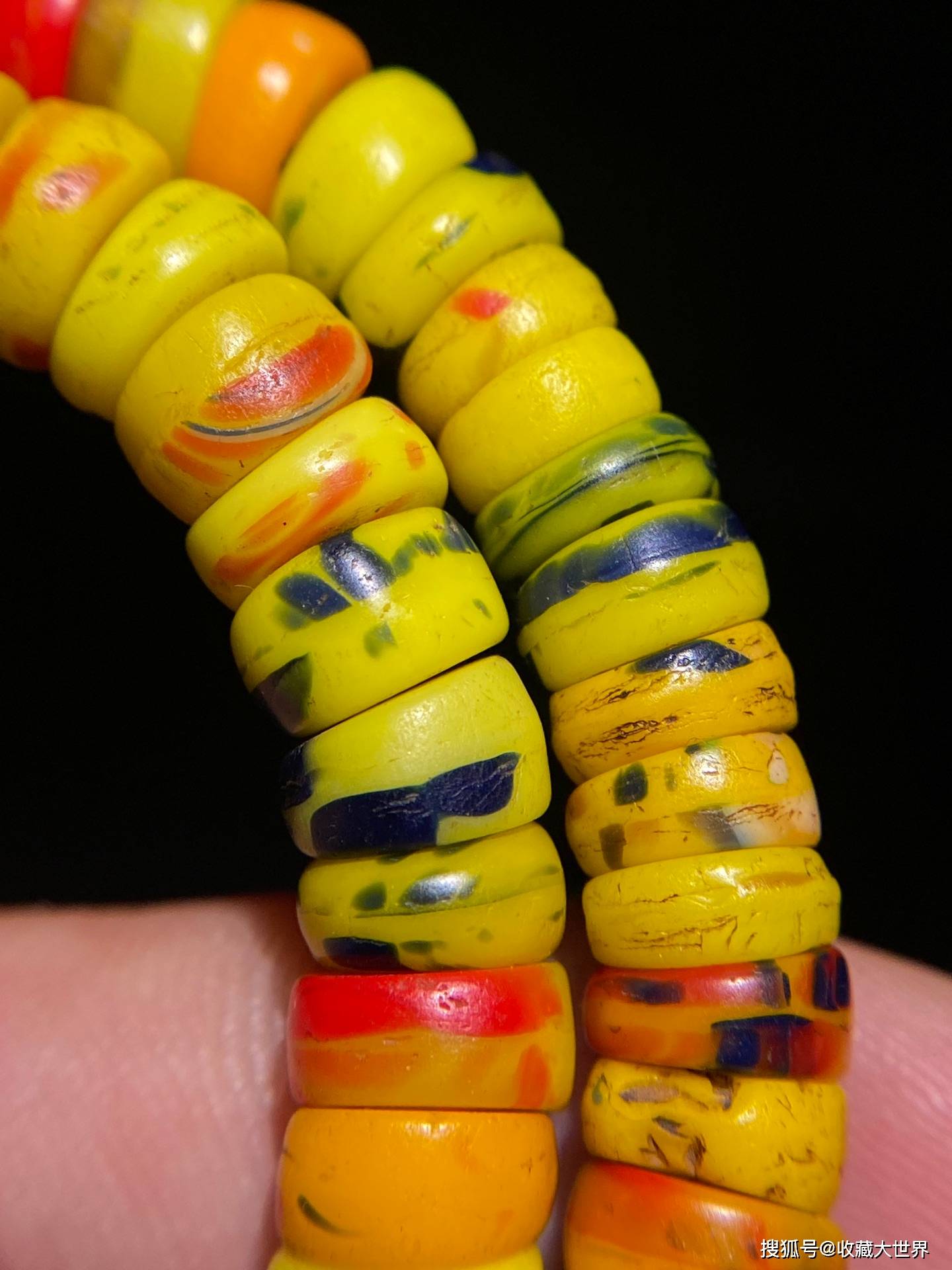 西亚 千年:绞胎点彩 老琉璃 项链_珠子_质感_包浆