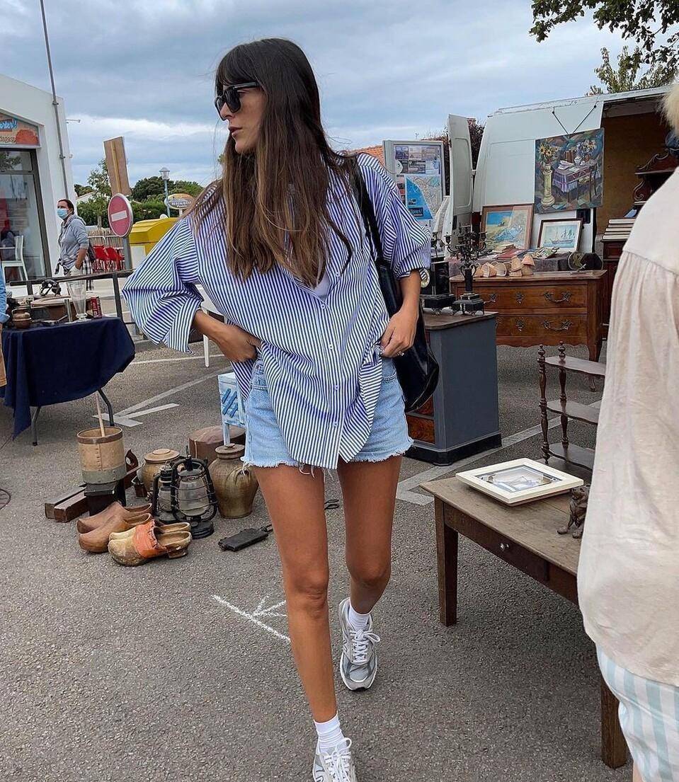 打造冷热并存的时髦感,这个夏天试试"冷热并存"穿法,长袖衬衫配短裤