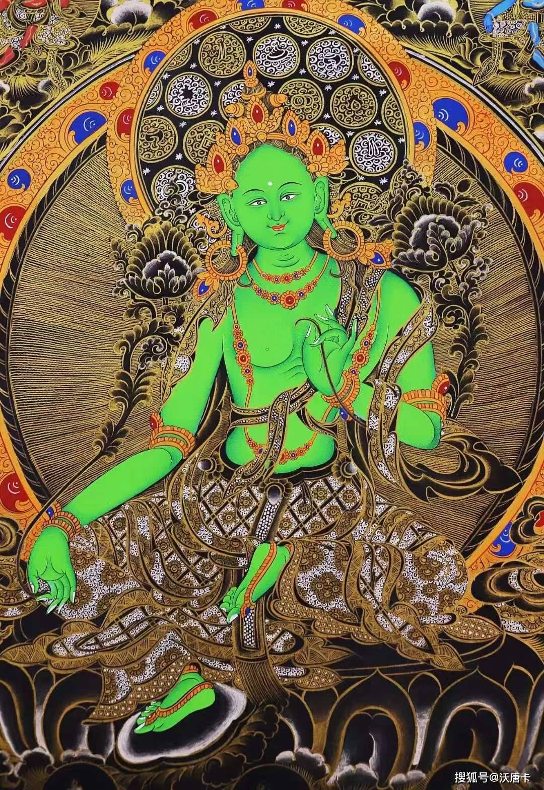 接下来请朋友们欣赏一组编号为138-647844的绿度母唐卡:佛在因地曾经