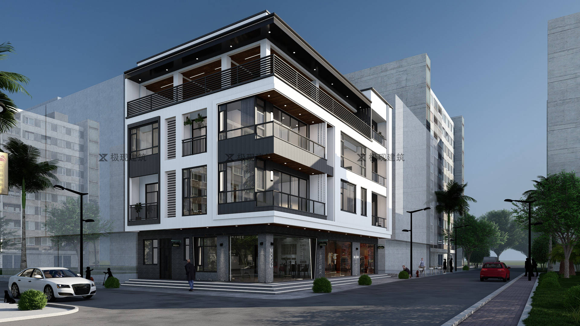 广东饶平丨四层带商铺现代风格自建别墅_建筑_阳台_项目