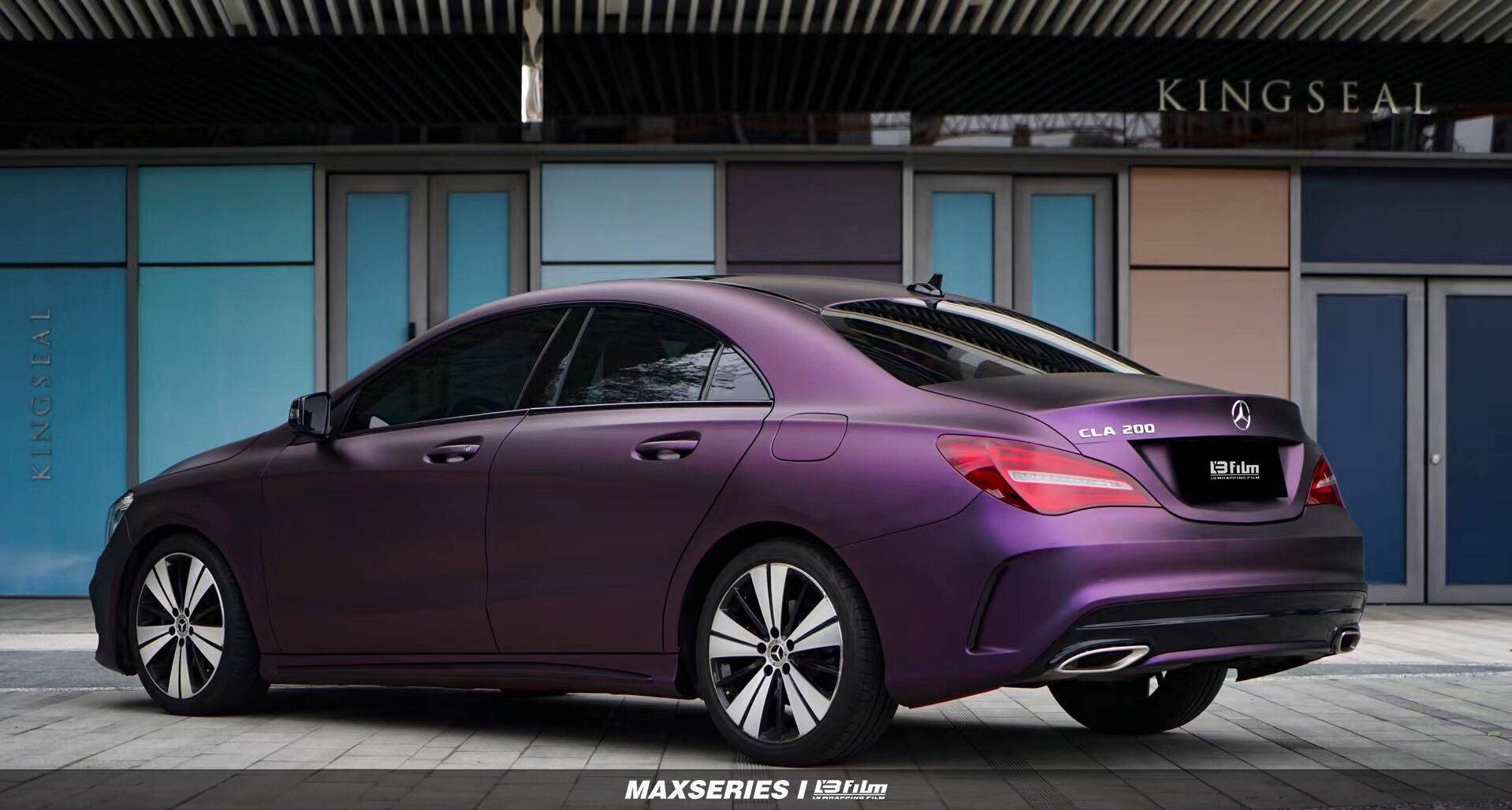 奔驰cla200-lbfilm改色膜消光黑比诺紫,神秘的紫加上暗黑系_颜色_碰撞