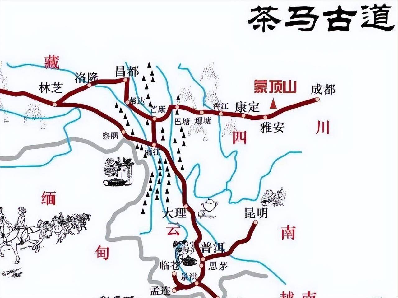 中国茶马古道路线图图片