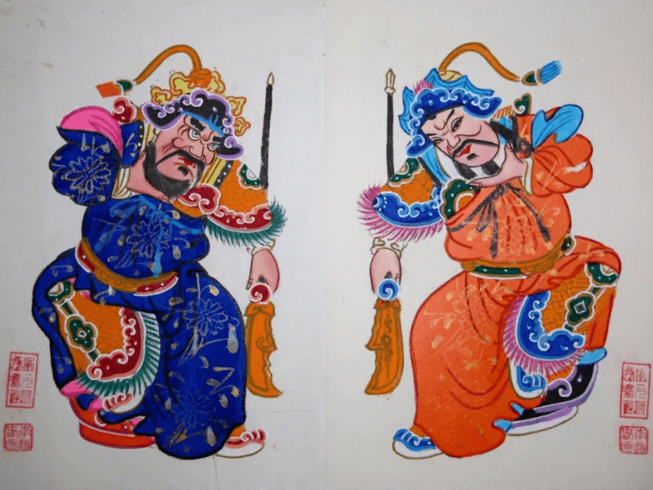 青,山东潍坊杨家埠,江苏桃花坞的木版年画,有"中国年画四大家"之称