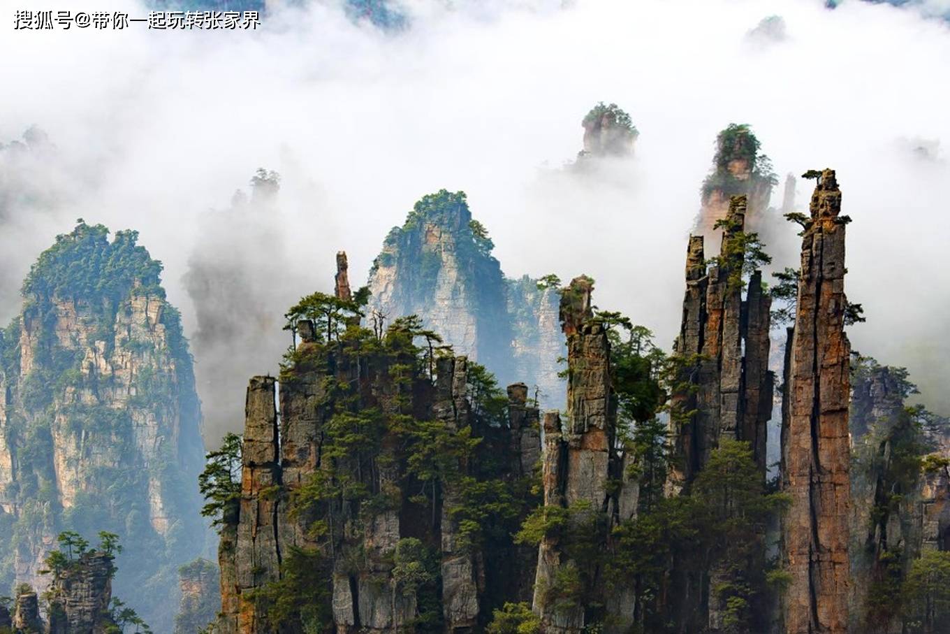 天子山御笔峰:袁家界乾坤柱:杨家界天然长城:天子山:天子山:十里画廊