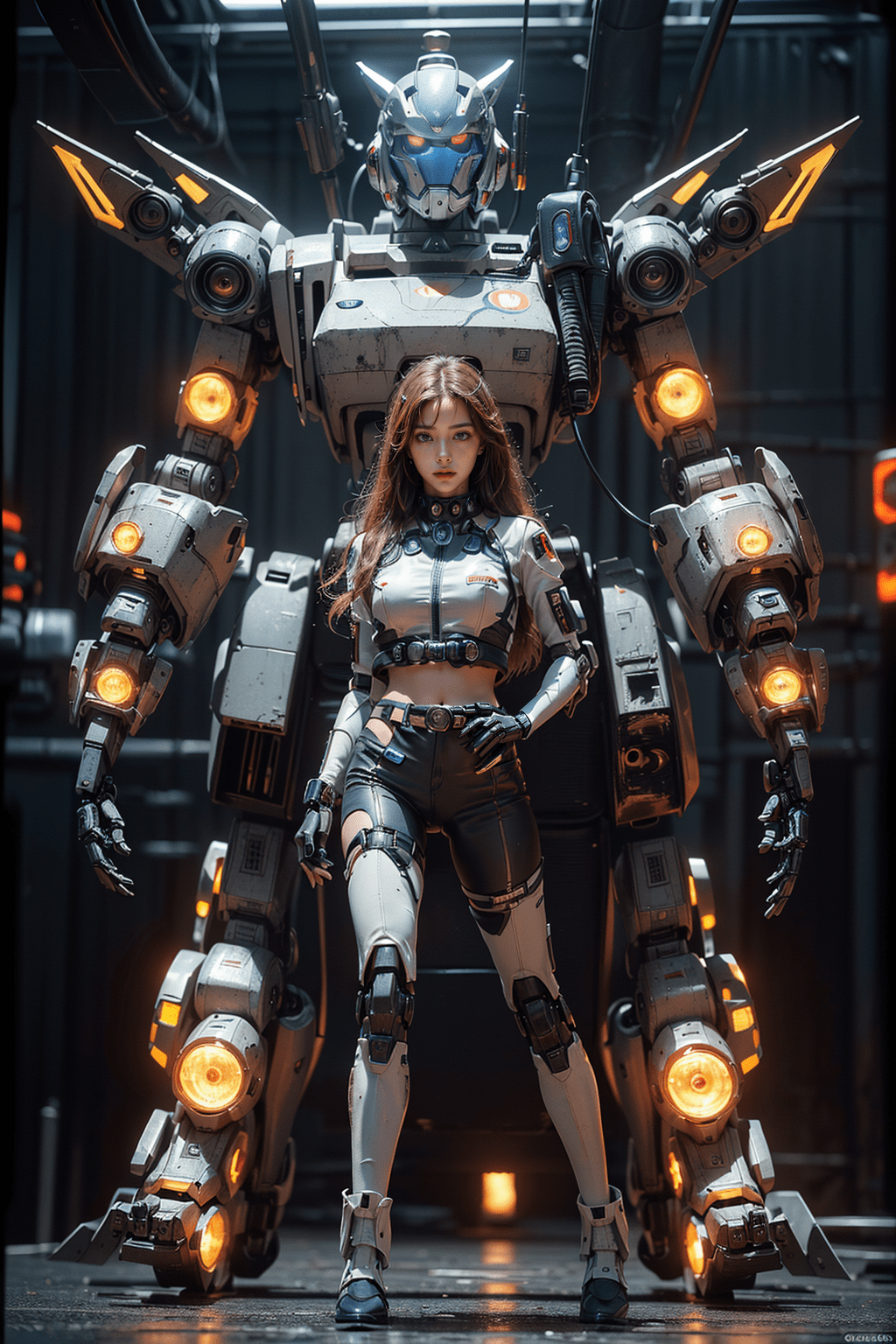 时尚霓虹机甲美少女,ai绘画畅想未来之美!_作品_元素_融合