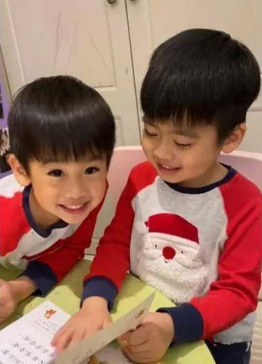 林志颖晒双胞胎儿子读诗,两兄弟性格截然不同,眼睫毛成功抢镜_弟弟