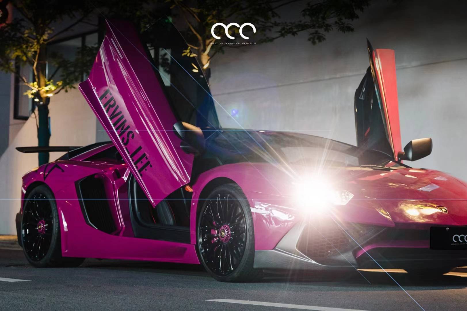 兰博基尼aventador漫彩改色膜星光宝石红,个性精致