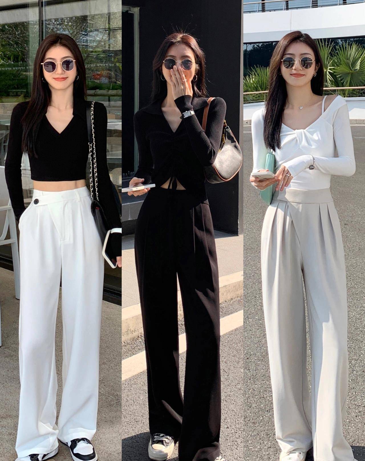 阔腿裤的百搭性很强,但是搭配合适的上衣和鞋子更显时髦_造型_款式