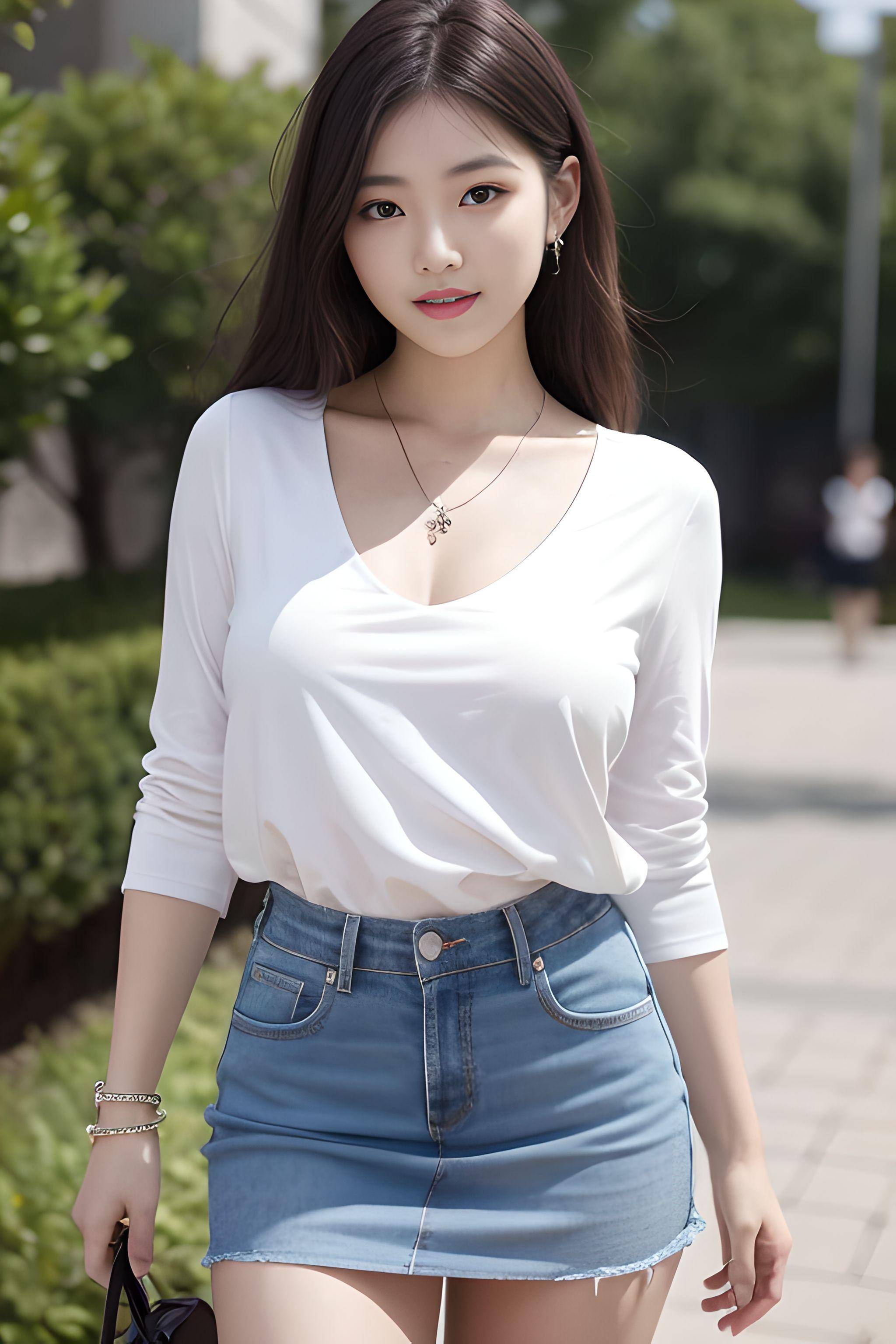 ai摄影—现代系列:韩版少女衬衫 迷你裙经典夏装组合