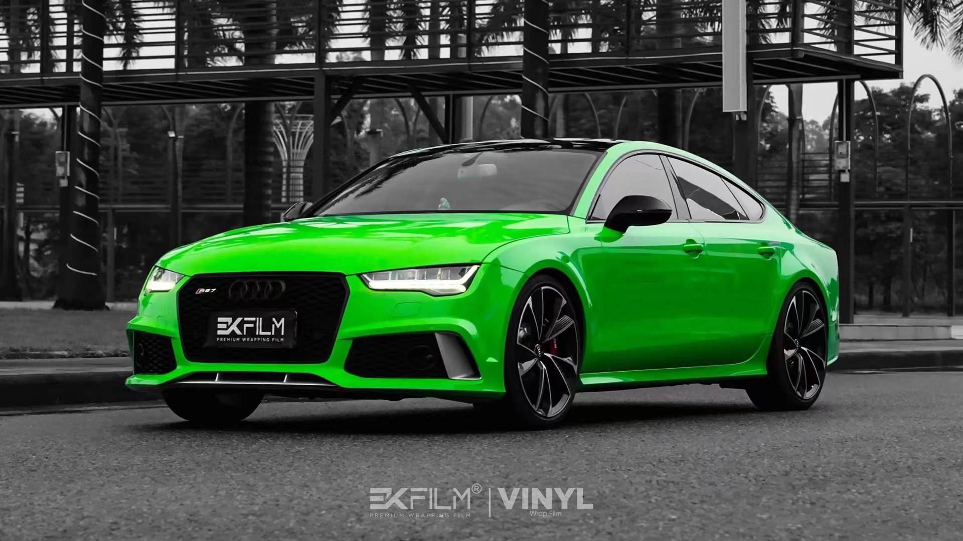 奥迪a7-ekfilm改色膜pet蝰蛇绿,充满生机和力量的调性_搜狐汽车_搜狐