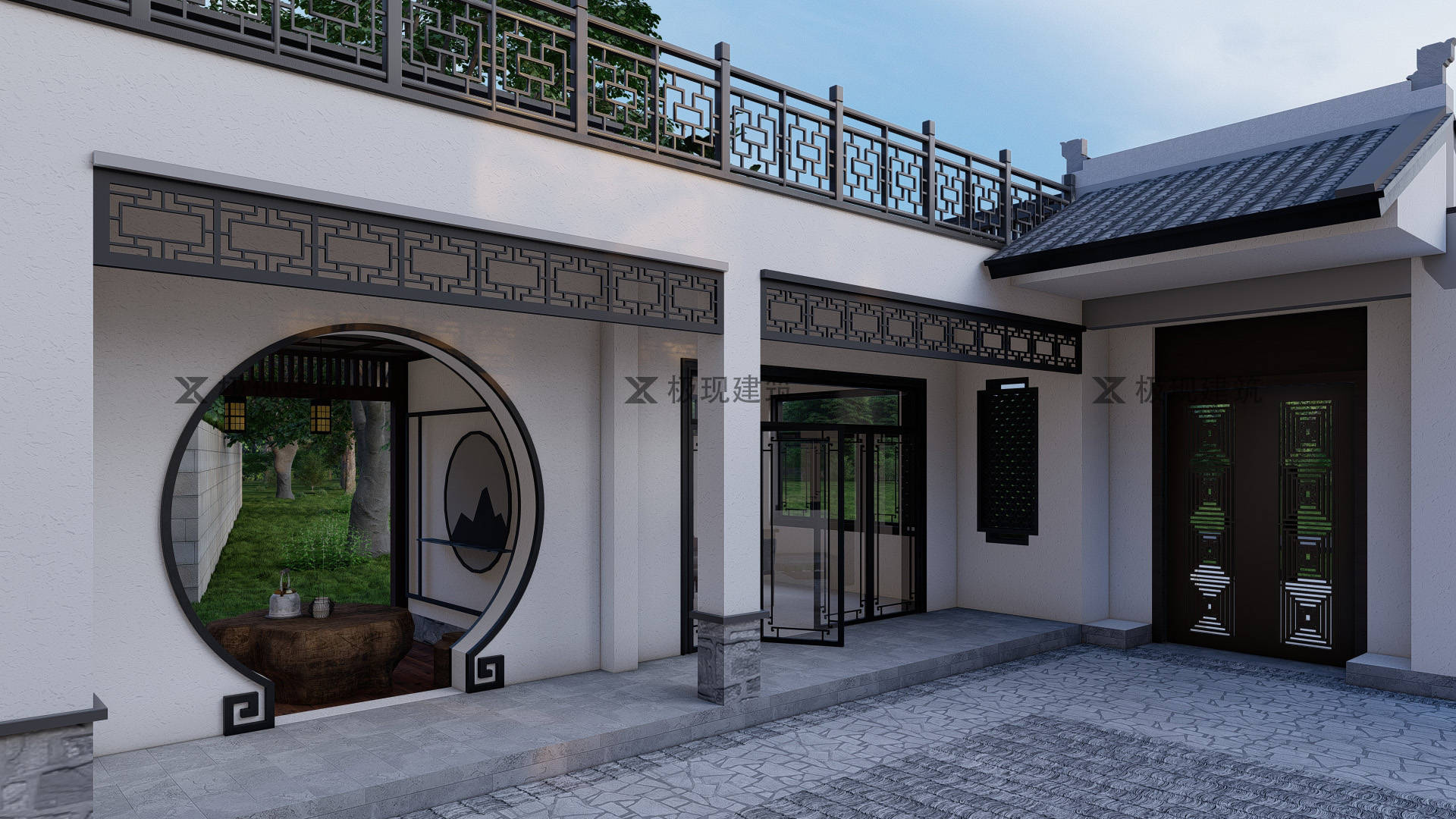 1阳台 1露台本项目院门布置在东南角,进院子右手边东厢房是一间茶室