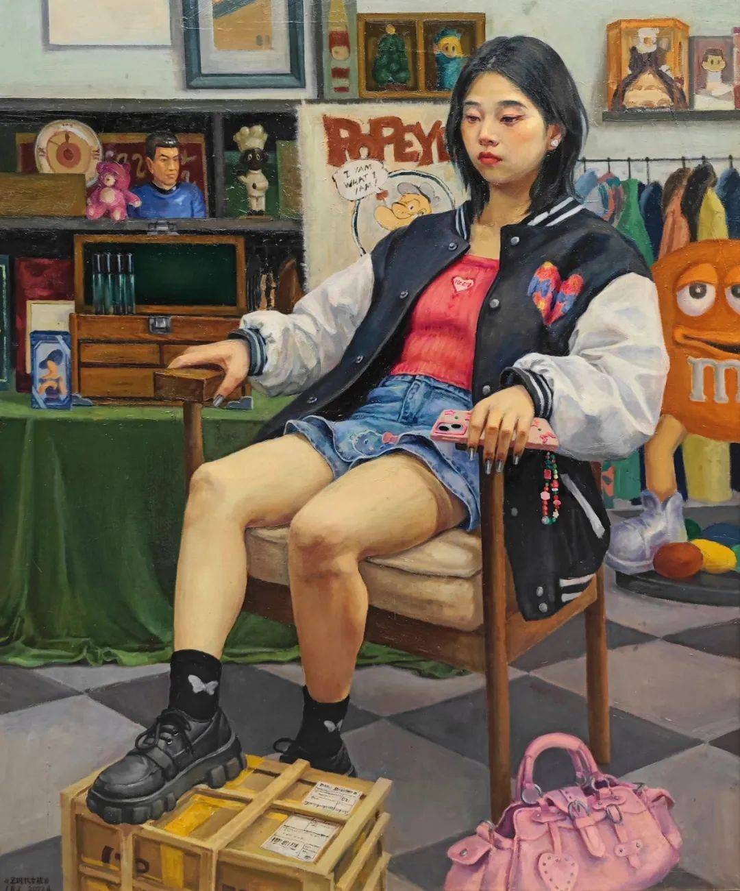 林睿泽 《z时代女孩》 布面油彩 120×100cm 2022林睿泽 《成长》 布