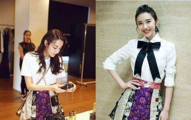 迪丽热巴和唐艺昕撞衫,相差2岁,都很甜美俏丽,实在难分高下!