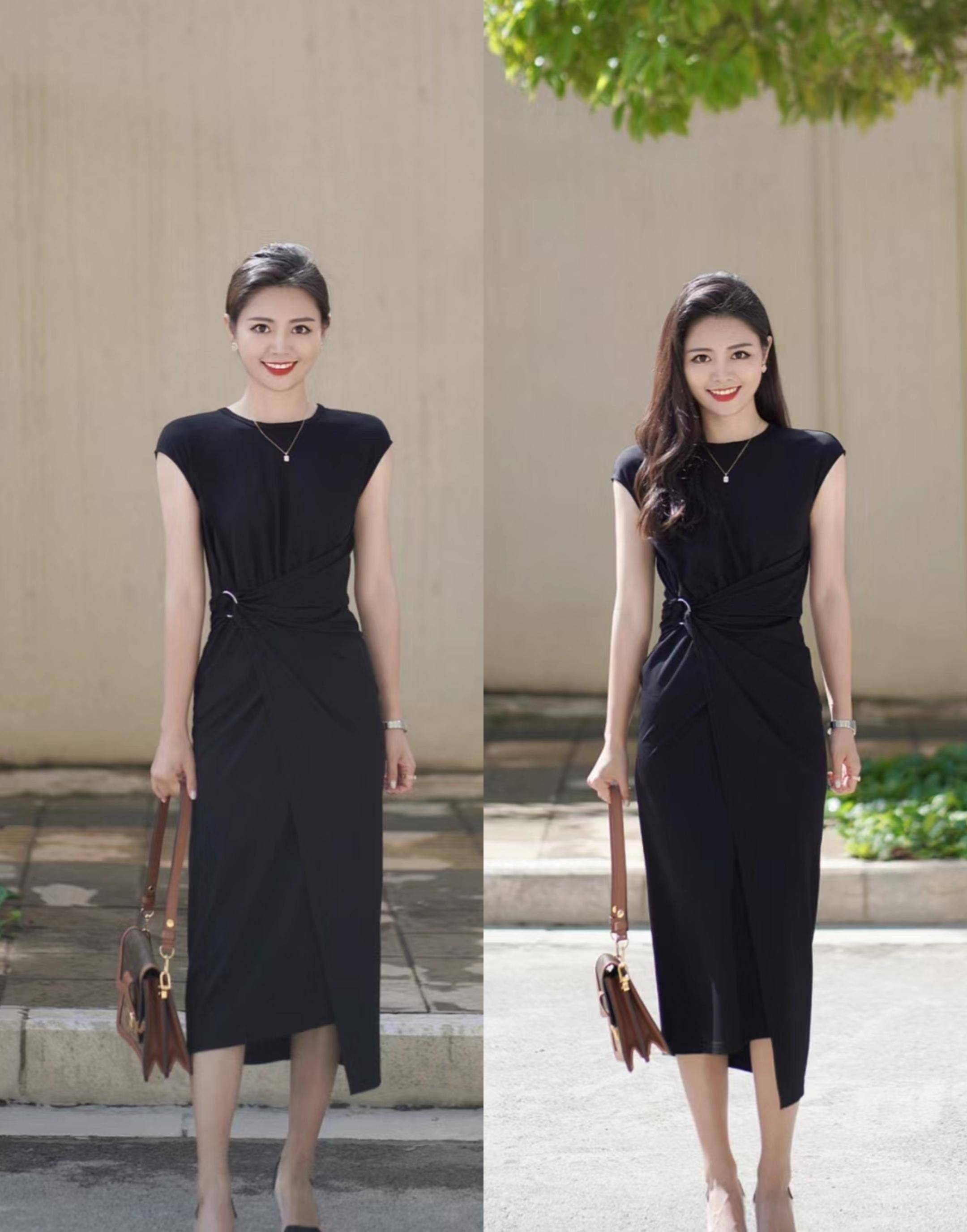 自然的h型身材终于出来了!穿这么长的裙子真是太美了!