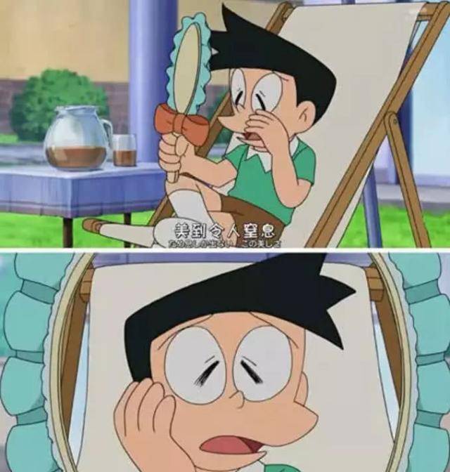 《哆啦a梦》主角照了"整容镜"后,胖虎变男神,静香却整过头!