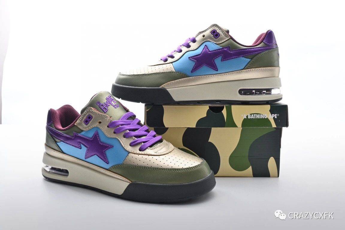 bape a bathing road sta classic revorn 猿人头撞色气垫运动鞋_组合