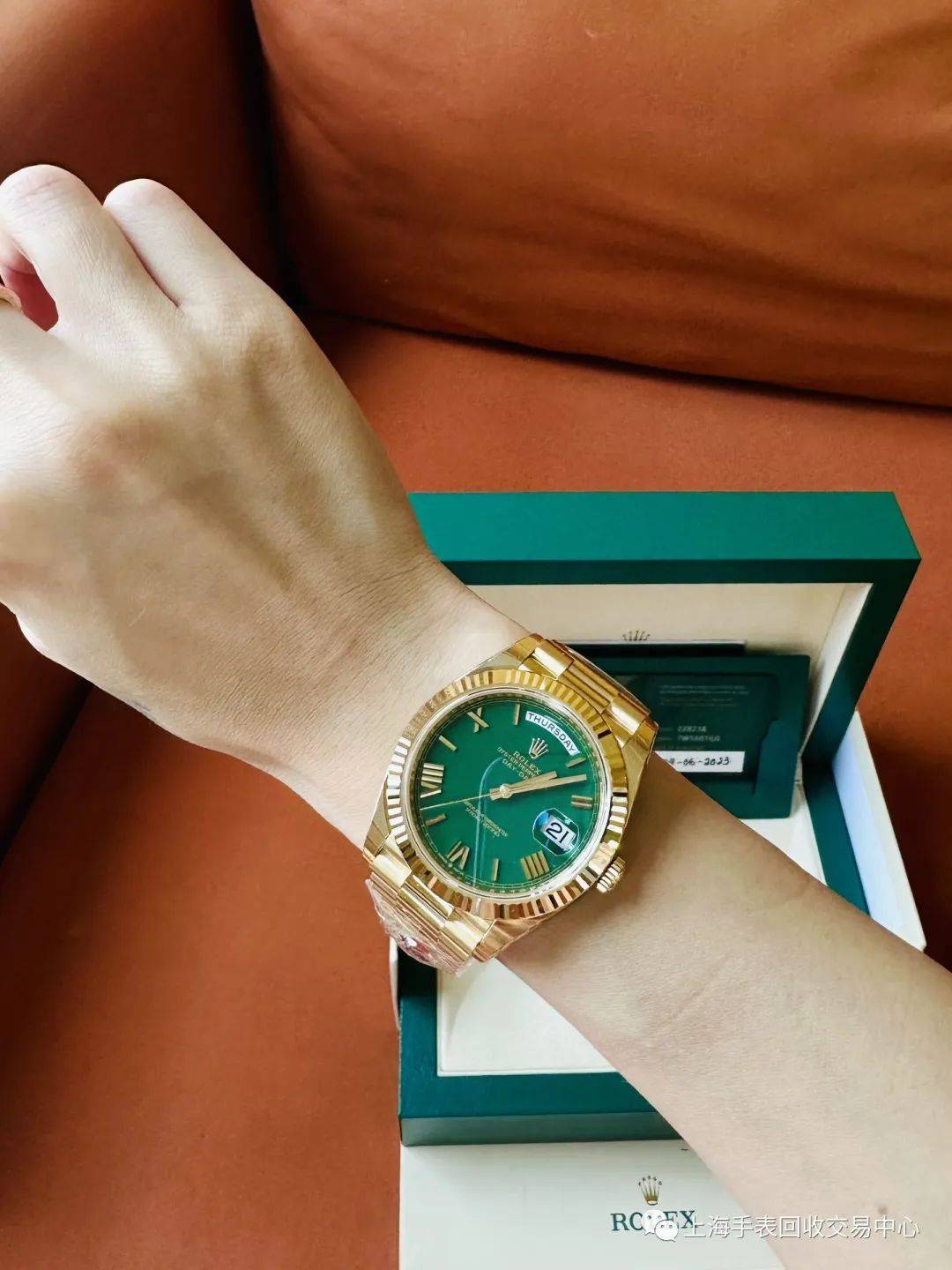 劳力士228238星期日历型最新款赌桌绿盘面18k黄金黄金罗马刻度 劳力士