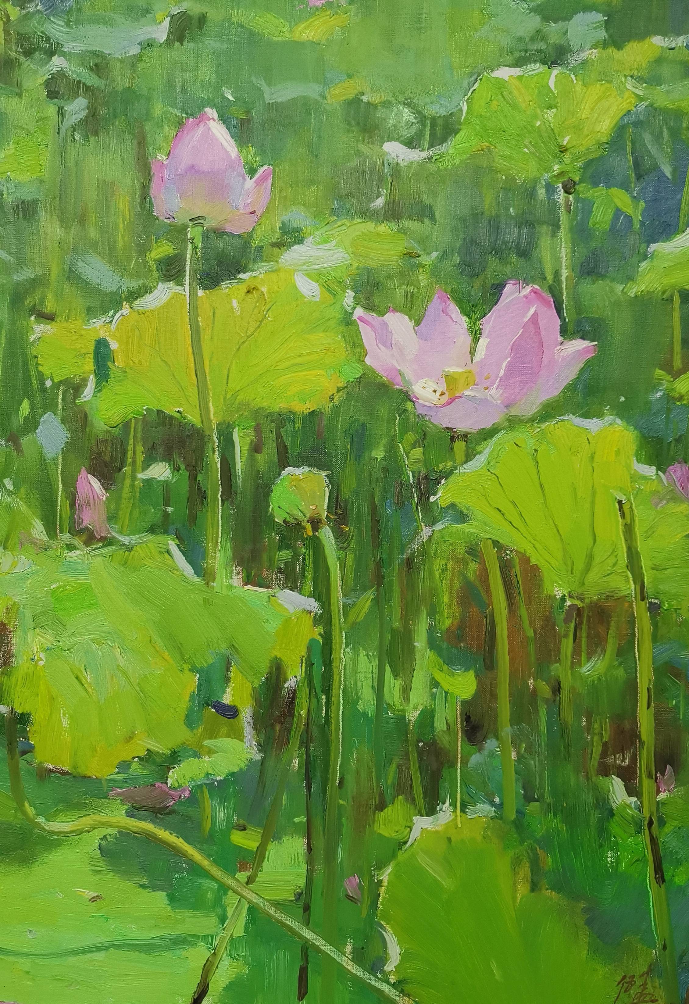 伍盛画荷系列作品欣赏(1-8)_油画_中国_美术家协会