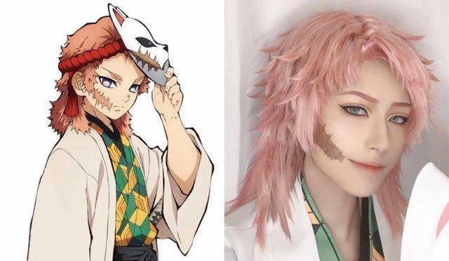 鬼灭之刃的cos形象,锖兔笑容让人心动,蝴蝶忍气质还原_岩柱_面具_性格